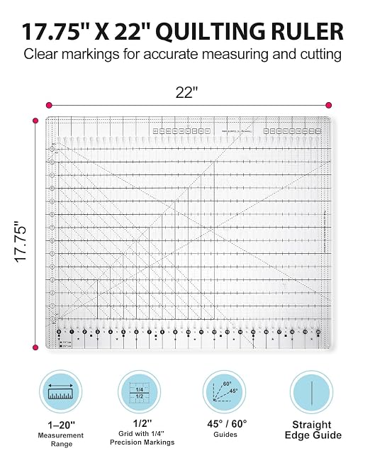 Quilting Rulers 17-3/4in x 22in, Slotted Quilting Ruler - Image 2