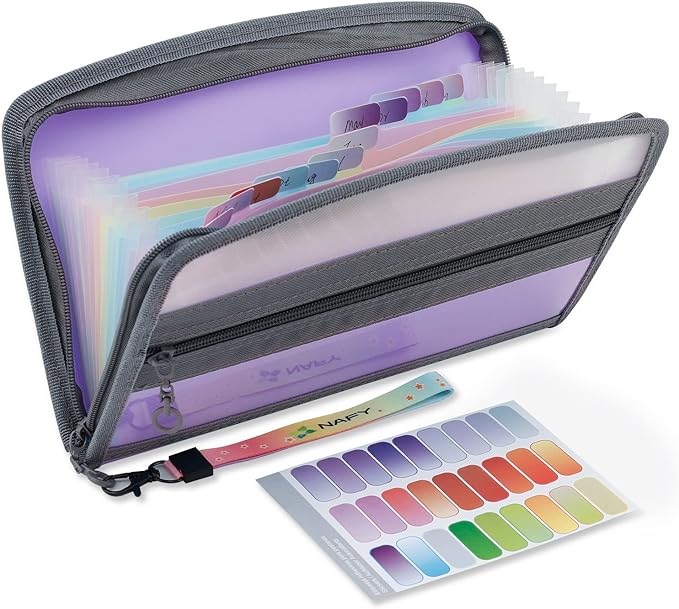 NAFY Small Accordian File Organizer, A5 Check Size 13 Pockets Coupon Receipt by Nafy
