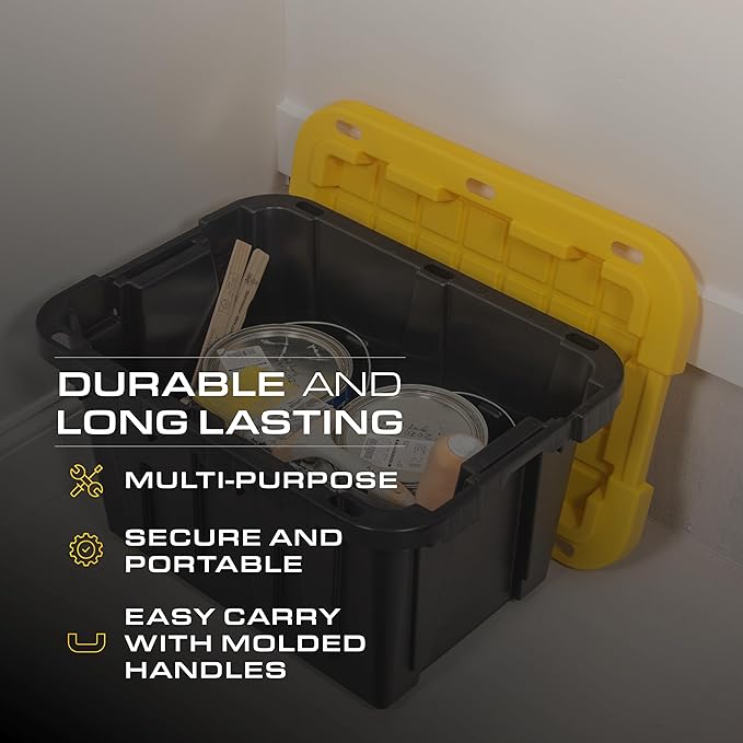 CX BLACK & YELLOW 12-Gallon Heavy Duty Storage Bins - Image 4