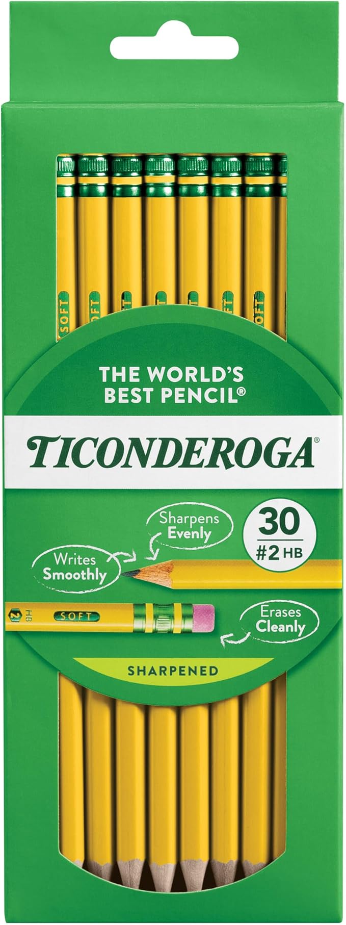 Ticonderoga Wood-Cased Pencils, Pre-Sharpened, 2 HB Soft by Ticonderoga