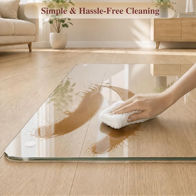 Tempered Glass Chair Mat, 4 Non‑Slip Pads, Noise-Free Gliding Shatterproof - Image 6