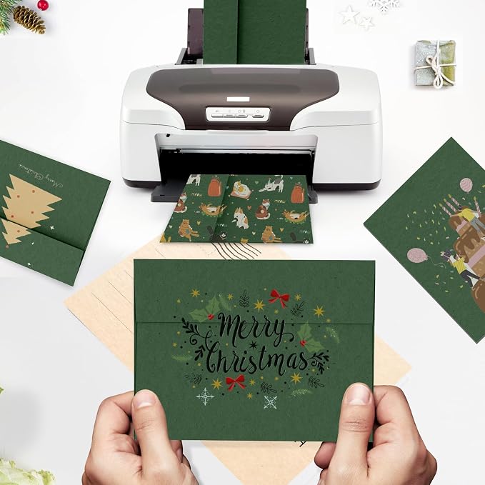 100 Pack Dark Green Envelopes 5x7, Goefun A7 Self Seal Printable Envelopes - Image 5