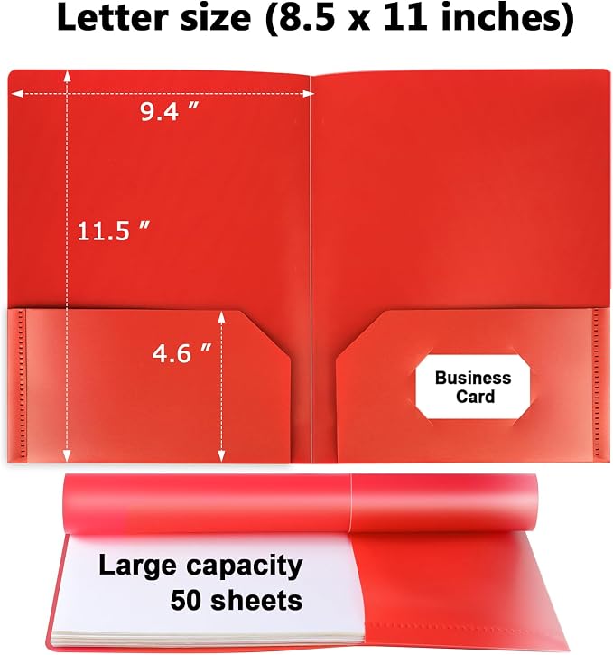 Plastic Folders with Pockets, 24 Color Heavy Duty Two Pocket Folder Business - Image 2