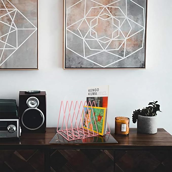 EASEPRES Vinyl Record Holder Storage, 9 Slot Metal Magazine Book Album Display - Image 7