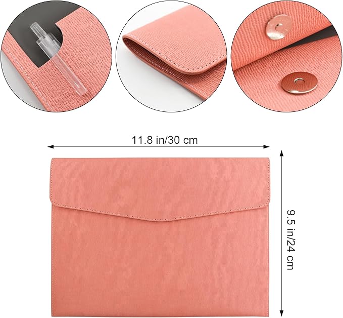 VANRA 1 Piece PU Leather Envelope File Folders A4 Paper Document Filing - Image 2