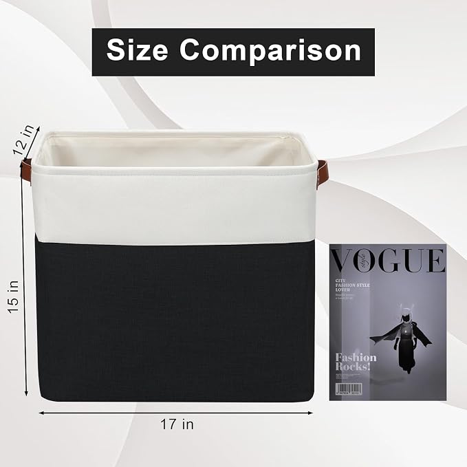 Bagnizer Large Fabric Storage Baskets | 50L Storage Bins, Decorative Linen - Image 3