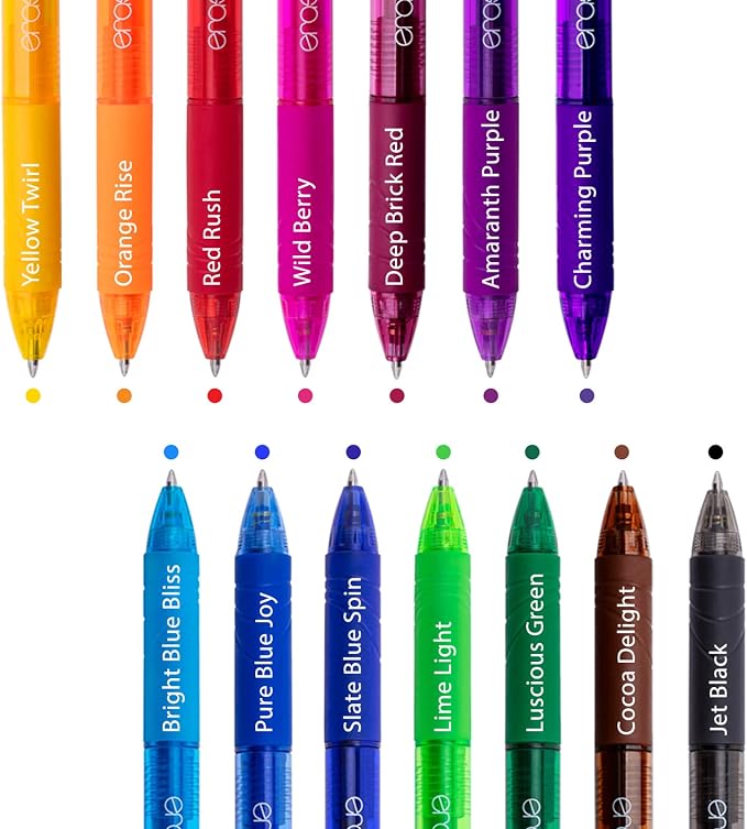 ParKoo Retractable Erasable Gel Pens Clicker 14 Colors, Fine Point 0.7mm - Image 8