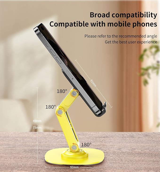 360° Rotating Cell Phone Stand for Desk, Adjustable & Foldable Phone Holder - Image 4