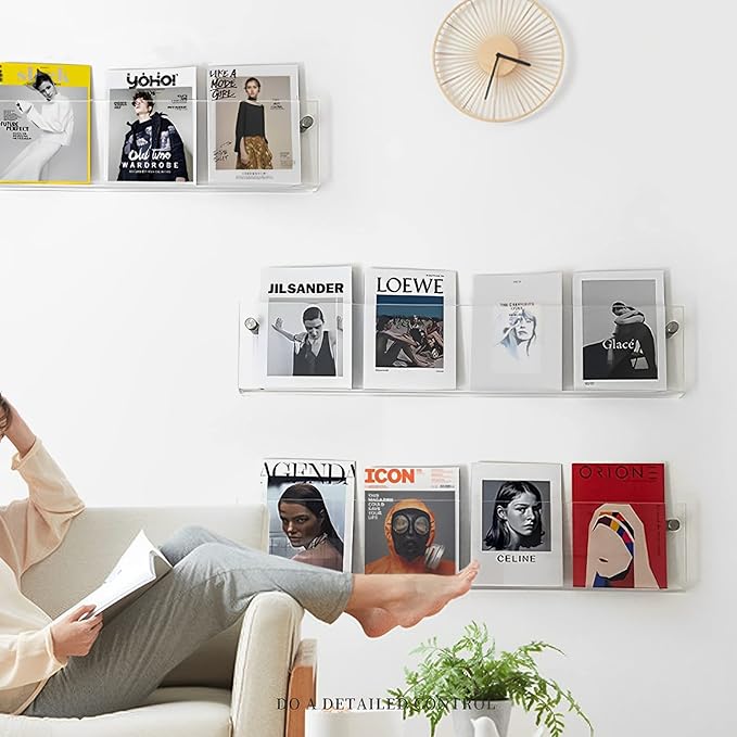 4-Pack 24" Acrylic Magazine Holder Vinyl Records Holder, Wall Display Floating - Image 7