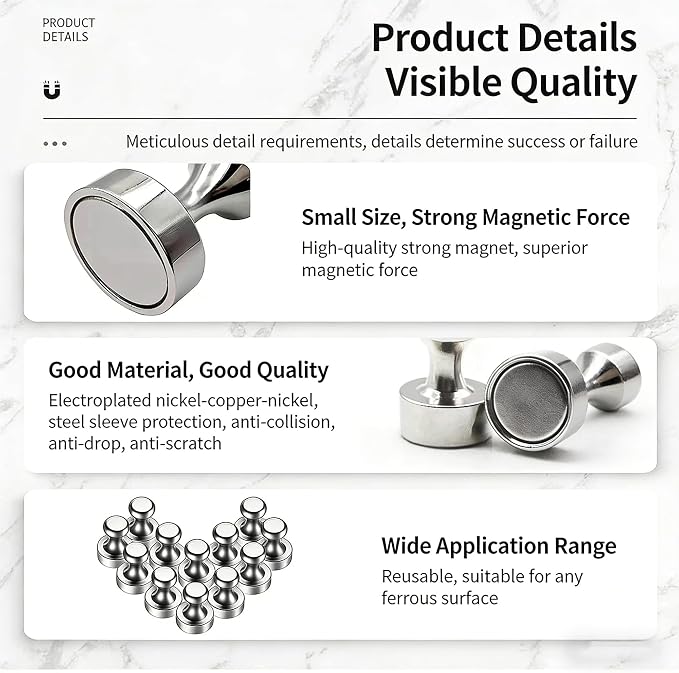 Strong Fridge Magnets, 20 x 25mm, Heavy Duty Magnetic Push Pins - Image 4