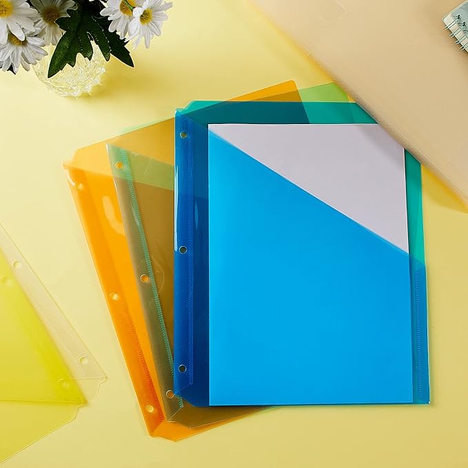 Maitys 50 Pack Binder Pockets 3 Hole Punch Clear Plastic Document Folders - Image 4
