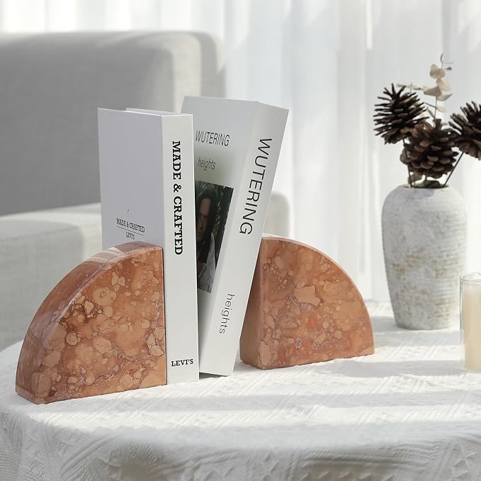 Karibiber Marble Bookend for Shelves, Non-Skid Bookends for Heavy Books - Image 7