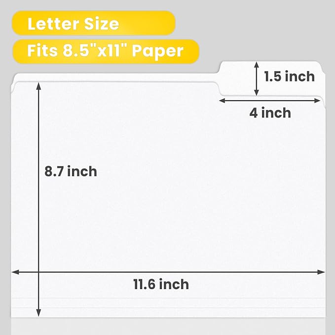 SUNEE File Folders, 18 Pack Manilla Folders 8.5 x 11, 1/3 Cut Tab - Image 2