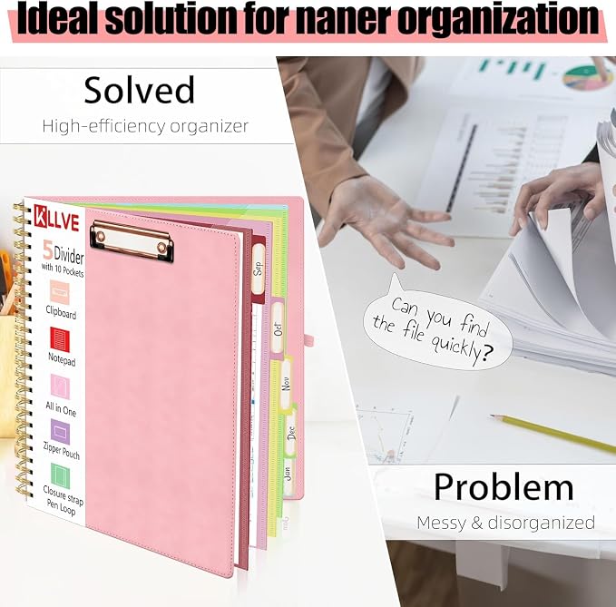Pink Foldable Spiral Clipboard Folio - Image 6