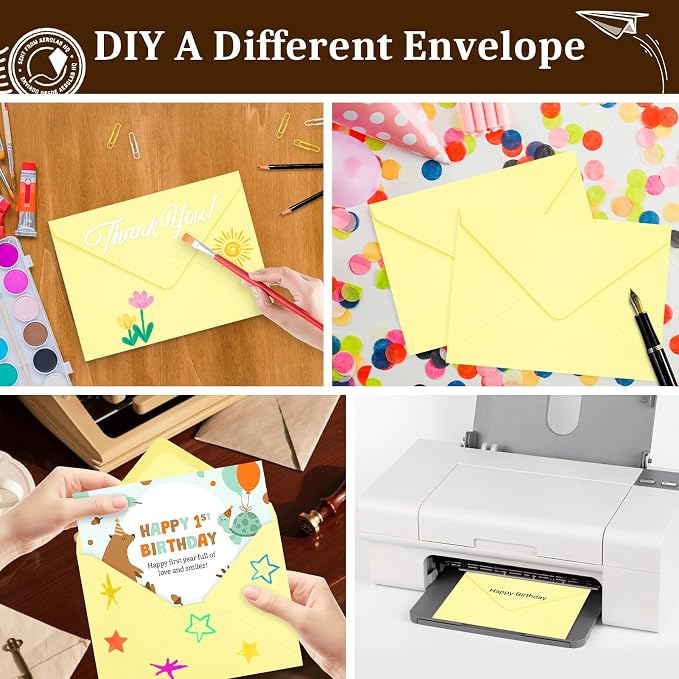 100 Pack A7 Envelopes, Light Yellow Greeting Card Envelopes Self Seal, 5.24 x - Image 6