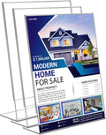 3 Pack Acrylic Sign Stand Holders, 8.5 x 11 Clear Plastic Table Paper Display by SVOPY
