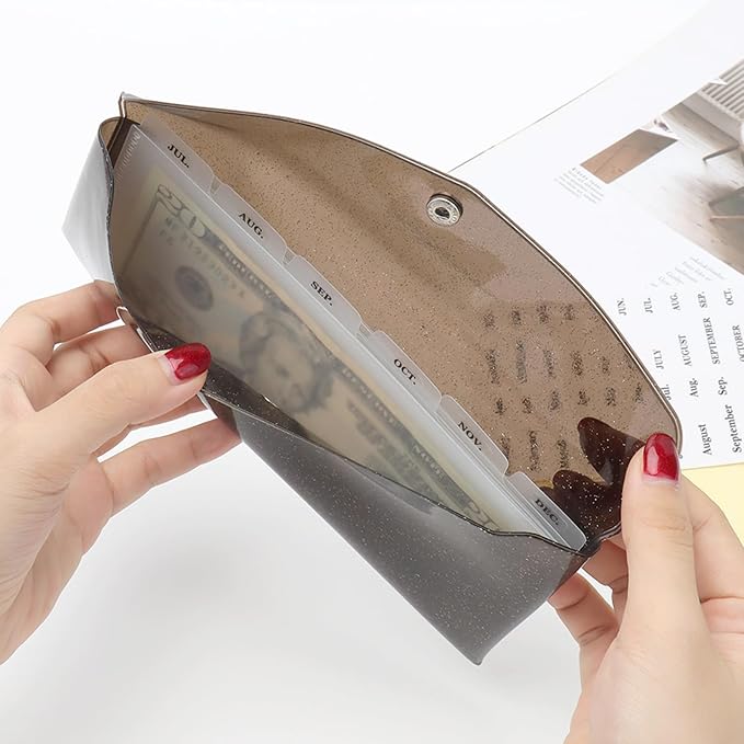NatSumeBasics 6-Tab Black Cash Envelope Stuffing Wallet - Image 2