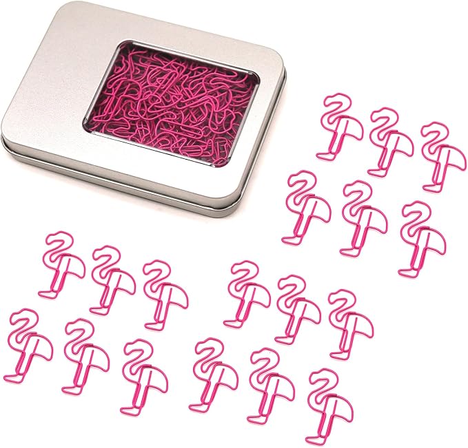 60 Pcs Flamingo Paper Clips, Flamingo Office Supplies Desk Accessories by NELJIBEHU