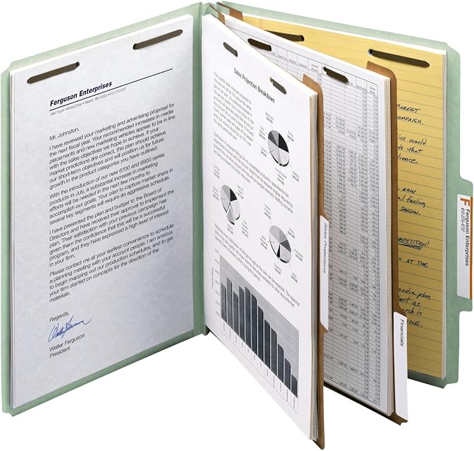 Smead 100% Recycled Pressboard Classification File Folder, 2 Dividers, Letter - Image 3