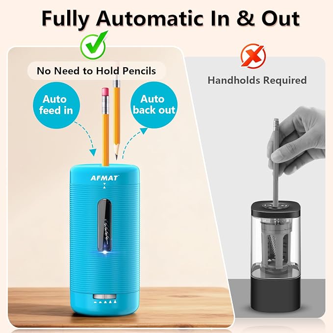 AFMAT Electric Pencil Sharpener, Fully Automatic Pencil Sharpener, Auto in & Out - Image 2