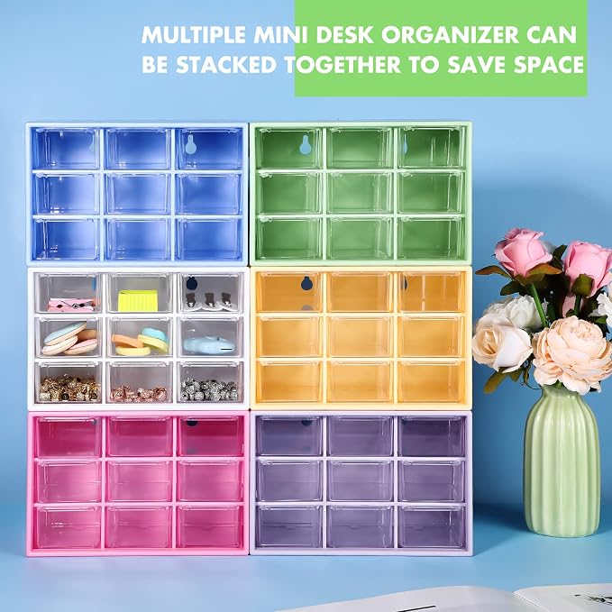 Rtteri 9 Pieces Mini Drawer Organizer Plastic Desktop Storage Box Desk Craft - Image 7