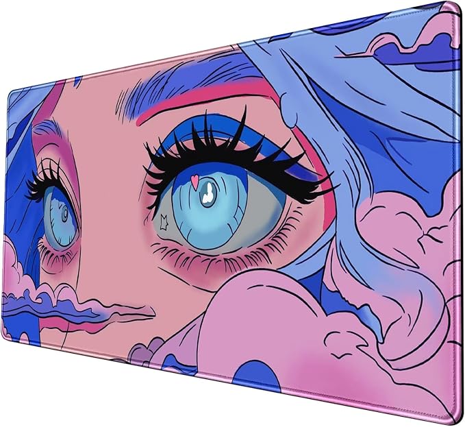 Anime Girl Loving Eye Desk Mat Desk Mat Pink Desk Pad Aesthetic Japanese Mouse - Image 7
