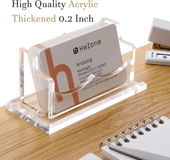 HeZone Business Card Holder for Desk Display, Business Cards Case Rack 1 Pack - Image 6