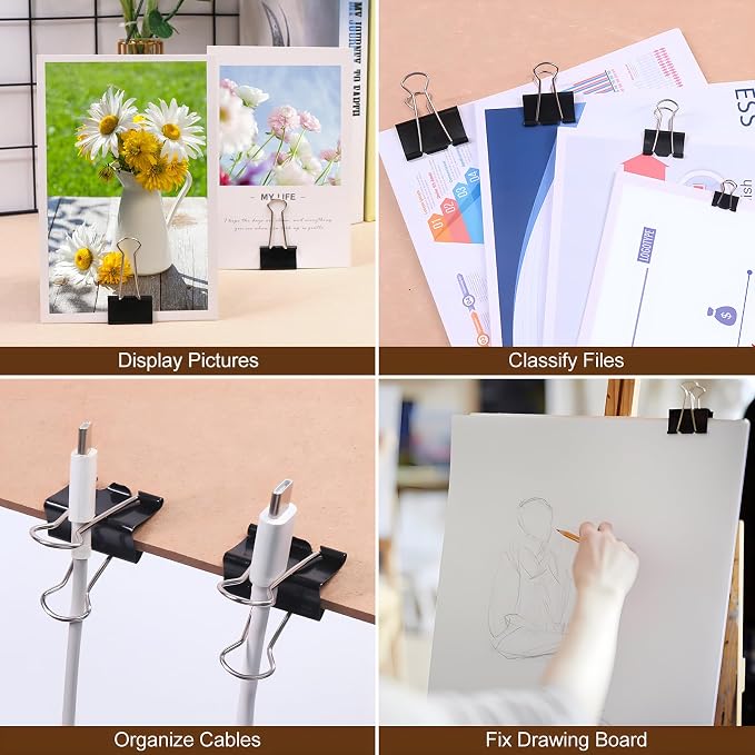 Black Binder Clips Assorted Sizes - Image 3