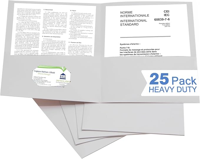 Zzrywuty 25 Packs White Two Pocket File Folders by Zzrywuty