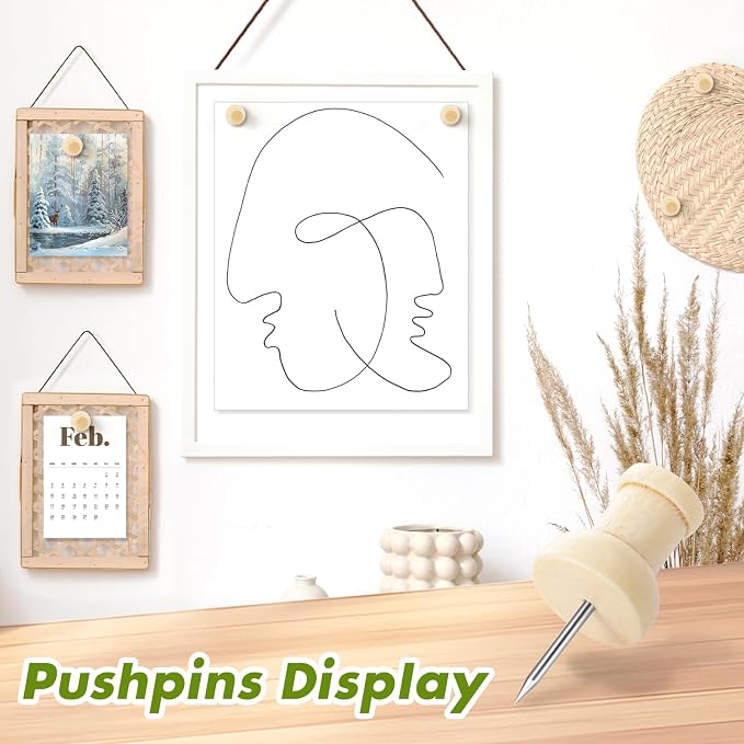 120Pcs Wood Push Pins, Thumb Tacks - Image 6