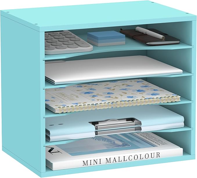 SUPEASY Wood Desk Organizer, 5 Tier Paper File Organizer by SUPEASY