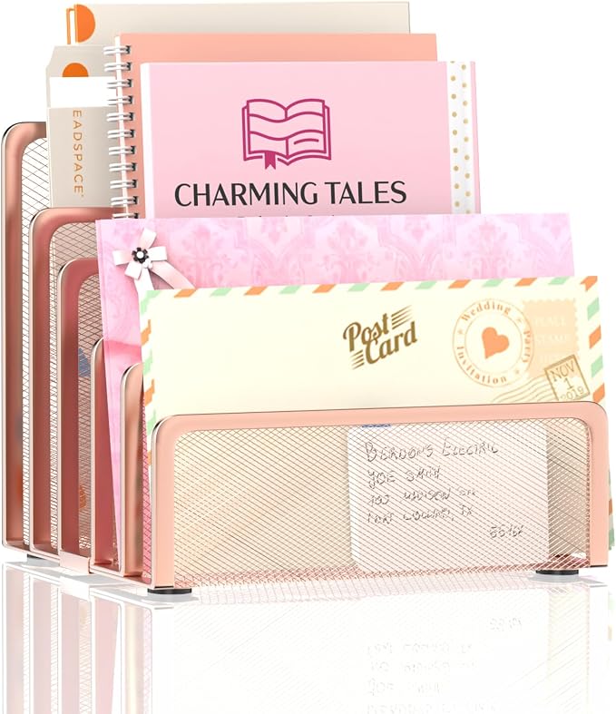 Mail Organizer Countertop with 5 Slot, Metal Mail Holder by Unknown