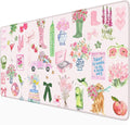 Pink Pastel Floral Desk Mat Cute Kawaii Retro Vintage XXL Large Mouse Pad by Nasdalgias