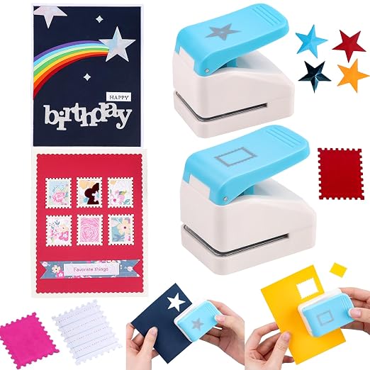 2Pcs/Set 3D Postage Stamp and Star Embossing Punch; Punches Score Tools by BAOFALI