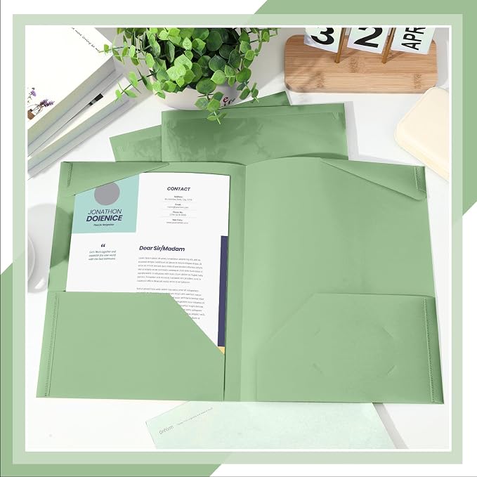 Henoyso 36 Pack Sage Green Plastic Folders - Image 4