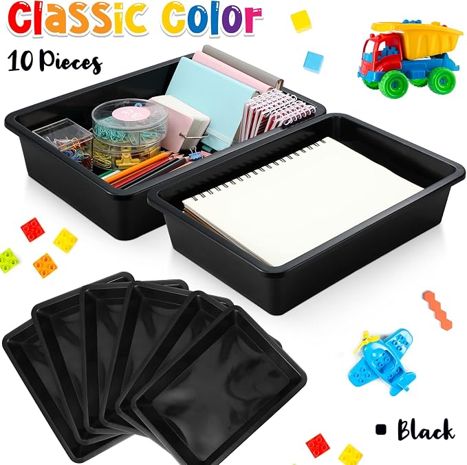 Qunclay 6 Pcs Flat Storage Tray Organizer Bin Letter Size Paper Trays - Image 5