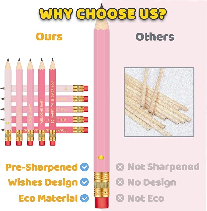 50Pcs - Baby Shower Sharpened Half Pencils - Image 2