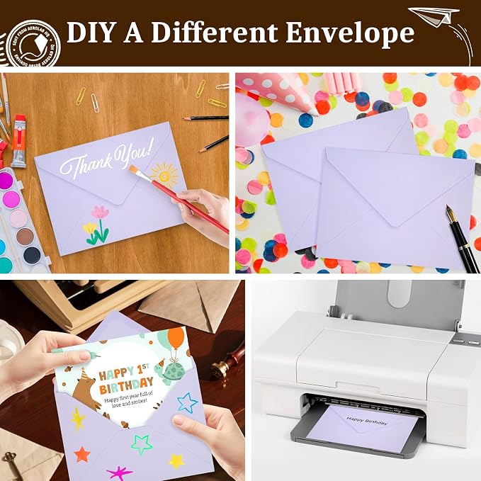 50 Pack A7 Envelopes, Light Purple Greeting Card Envelopes Self Seal, 5.24 x - Image 6