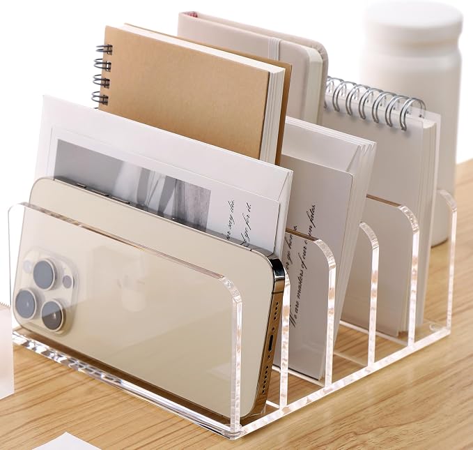 SANRUI Clear Desktop File Organizer, 5 Compartments Acrylic Office Document - Image 9