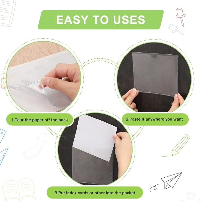 30 Pack Self-Adhesive Index Card Pockets - Image 4