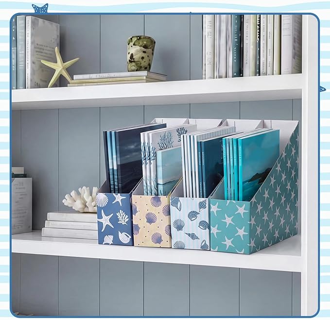 AmazingSpark Set of 4 Coastal Magazine Holder Decorative Foldable Magazine - Image 6