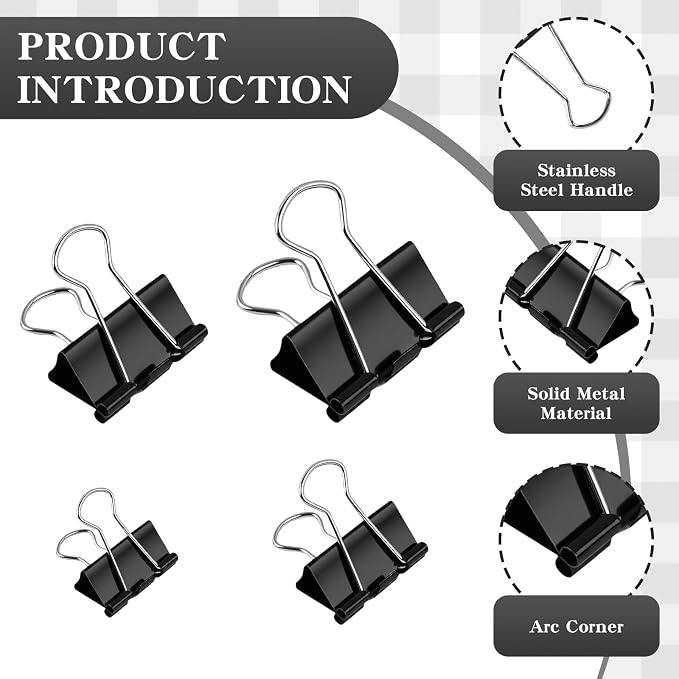 Binder Clips Paper Clamps Assorted Sizes 140 Count, 4 Sizes in One Pack - Image 4