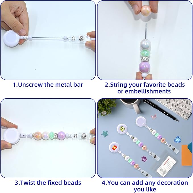 30pcs White Beadable Badge Reels Making Kits - Image 6