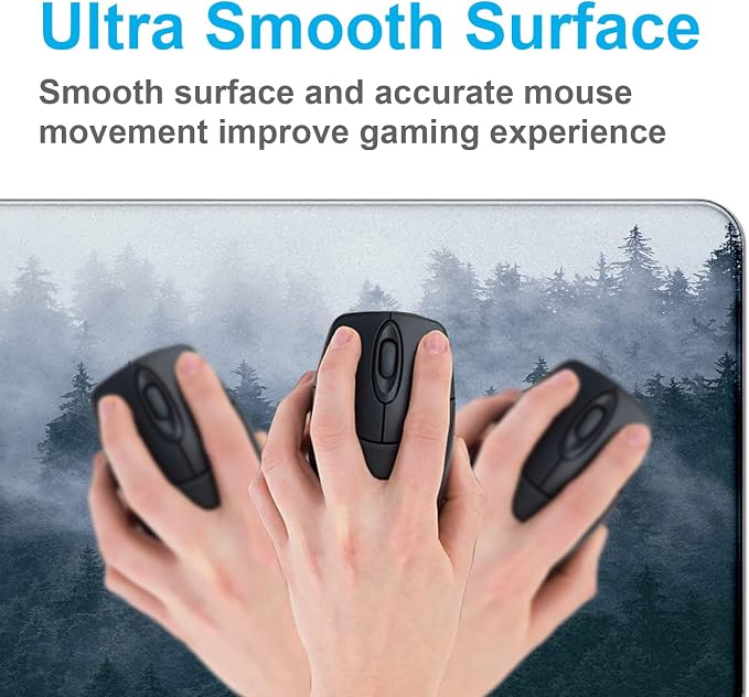 Gray Forest Mouse Pad with Seam Edge Design, Non Slip Rubber Keyboard Pad | - Image 5