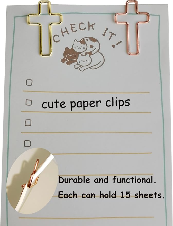 50 PCS Cross Paper Clips for Bible Study, Rose Gold Desk Accessories Christian - Image 7