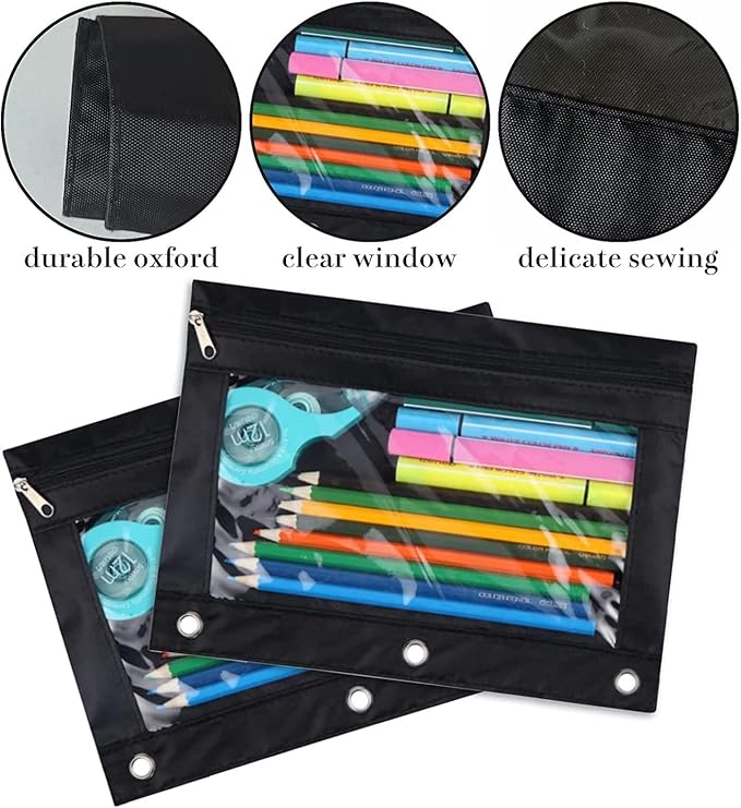 YoeeJob Pencil Pouch for 3 Ring Binder，Zipper Pencil Pouches Bulk，Pencil Case - Image 4