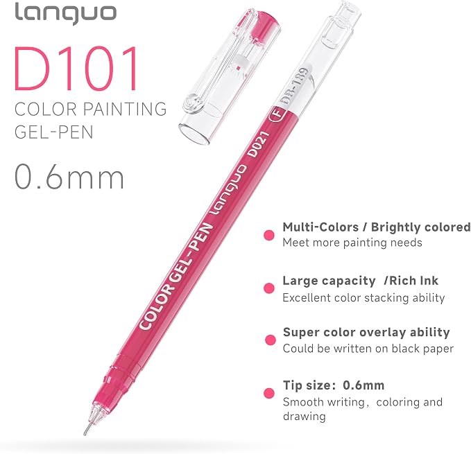 languo Gel Pens for Adult Coloring Books, 45 Colors Set Gel Colored Pens Marker - Image 2
