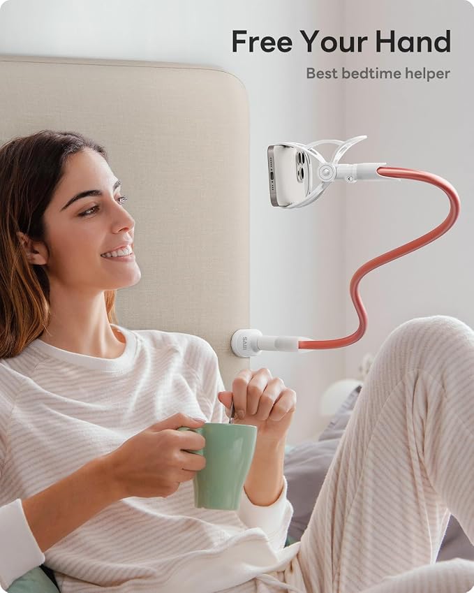 SAIJI Gooseneck Phone Stand for Bed, Lazy Bracket Cell Phone Holder Long Arm - Image 5