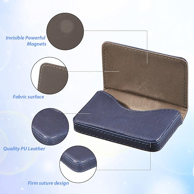 Outus 2 Pcs Business Card Holder, PU Leather Business Card Case Pocket Wallet - Image 3