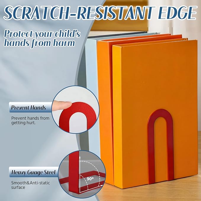 Chunful 2 Pcs Modern Metal Book Ends - Image 4